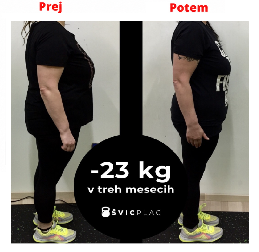Maja — primerjava pred in po, minus 23 kg v treh mesecih